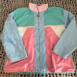 vintage pastel color block windbreaker